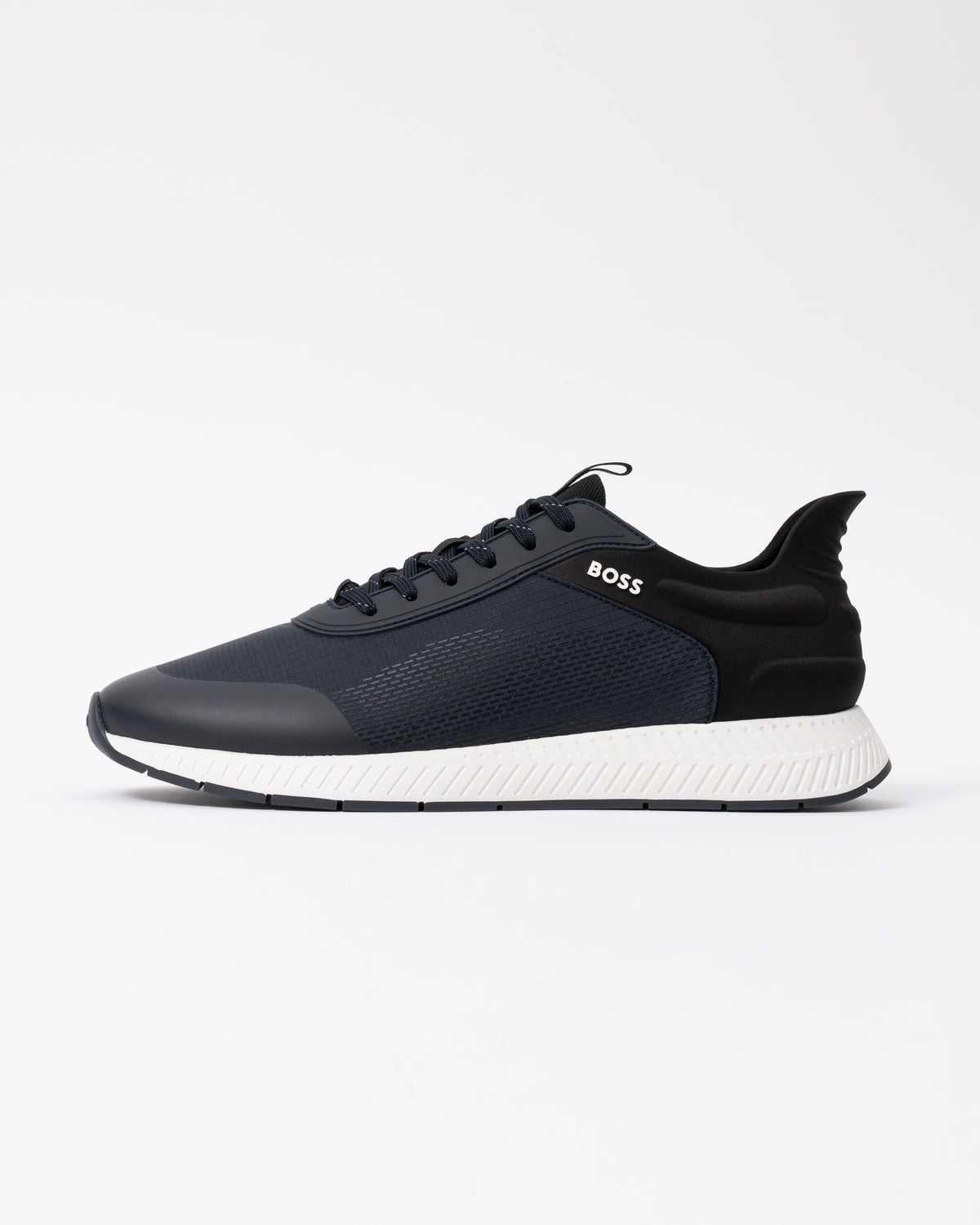 Side of the BOSS Orange Titanium Runn Rsmh Mens Trainers in Open Blue 464