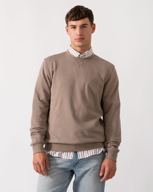 BOSS Orange Westart Mens Crew Neck Sweatshirt With Logo Patch - Open Green 346