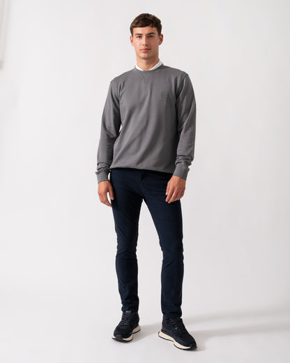 BOSS Orange Westart Mens Crew Neck Sweatshirt With Logo Patch - Open Grey 062