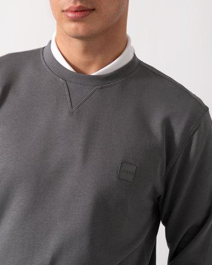 BOSS Orange Westart Mens Crew Neck Sweatshirt With Logo Patch - Open Grey 062