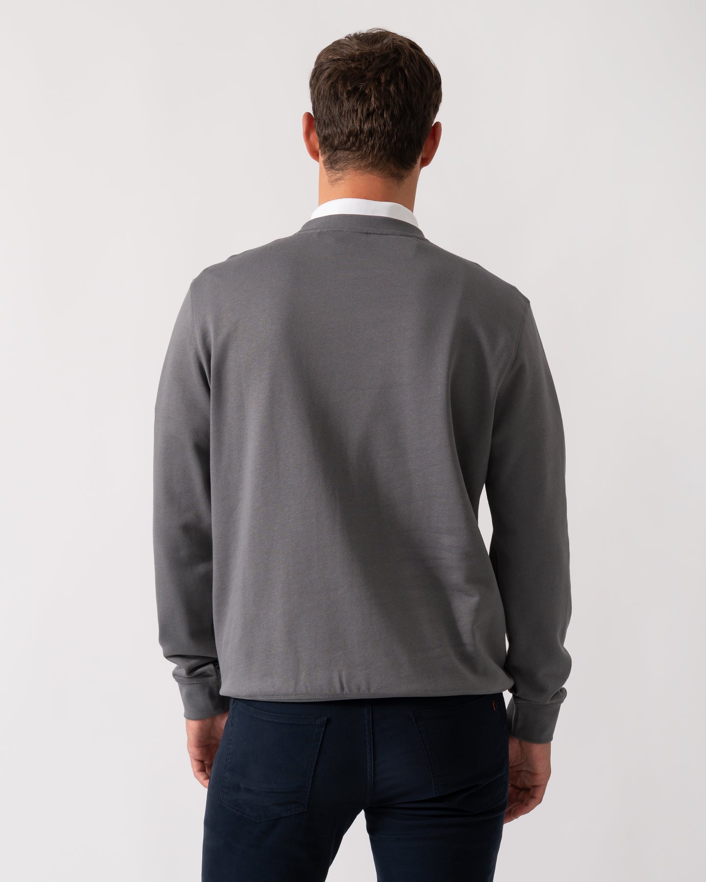 BOSS Orange Westart Mens Crew Neck Sweatshirt With Logo Patch - Open Grey 062