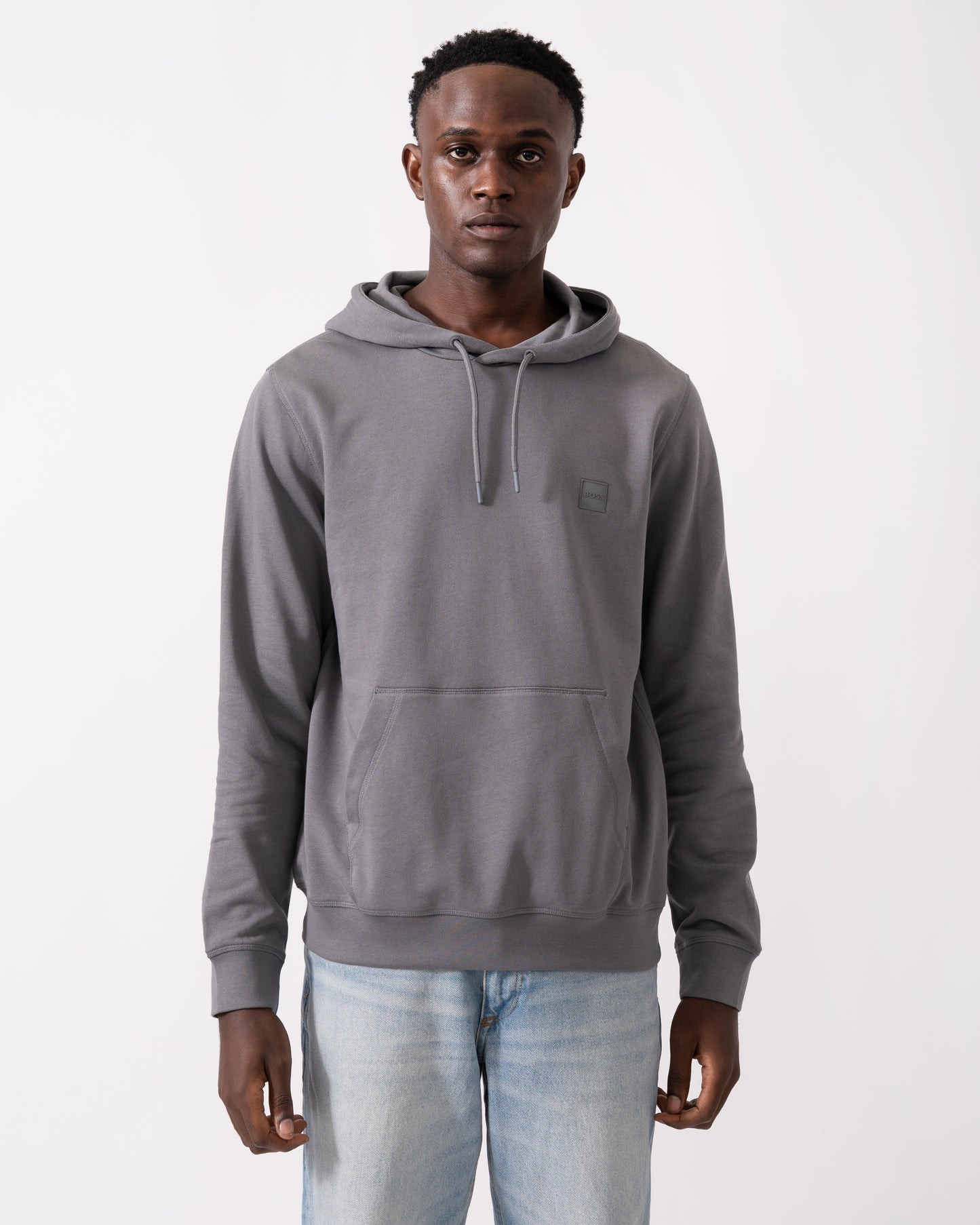 BOSS Orange Wetalk Mens Pullover Hoodie With Logo Patch - Open Grey 062