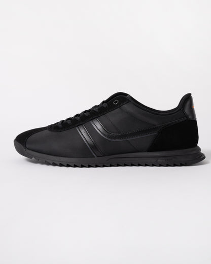side of BOSS Orange Zayn Mens Logo Trainers with Faux Suede Trims in Black 005