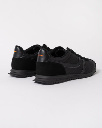 back of BOSS Orange Zayn Mens Logo Trainers with Faux Suede Trims in Black 005