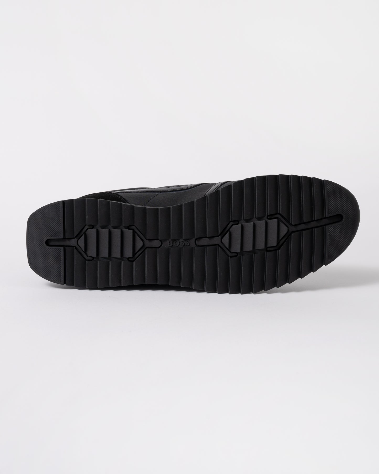BOSS Orange Zayn Mens Logo Trainers with Faux Suede Trims - Black 005 | CHO | Designer Mens Trainers