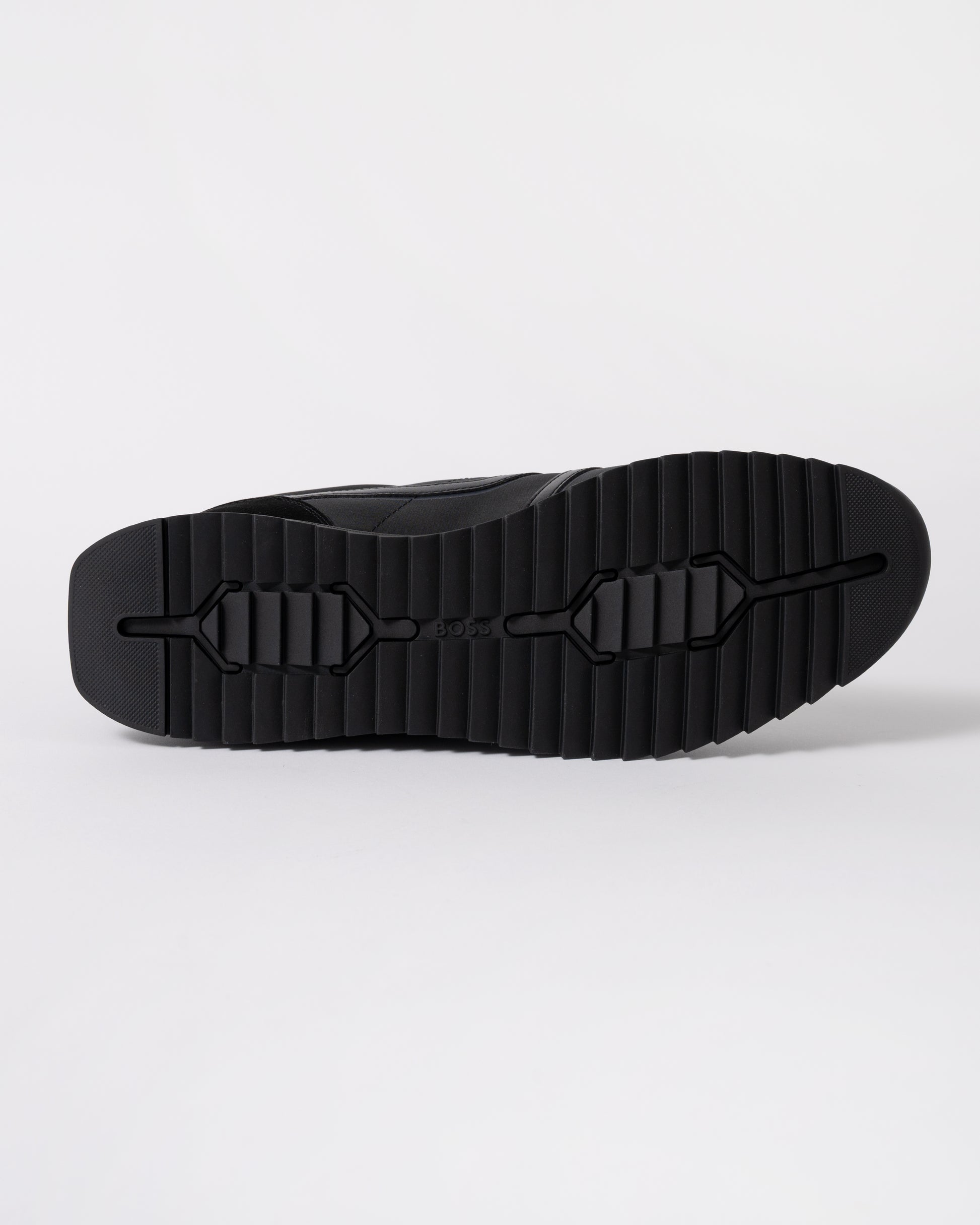 BOSS Orange Zayn Mens Logo Trainers with Faux Suede Trims - Black 005 | CHO | Designer Mens Trainers