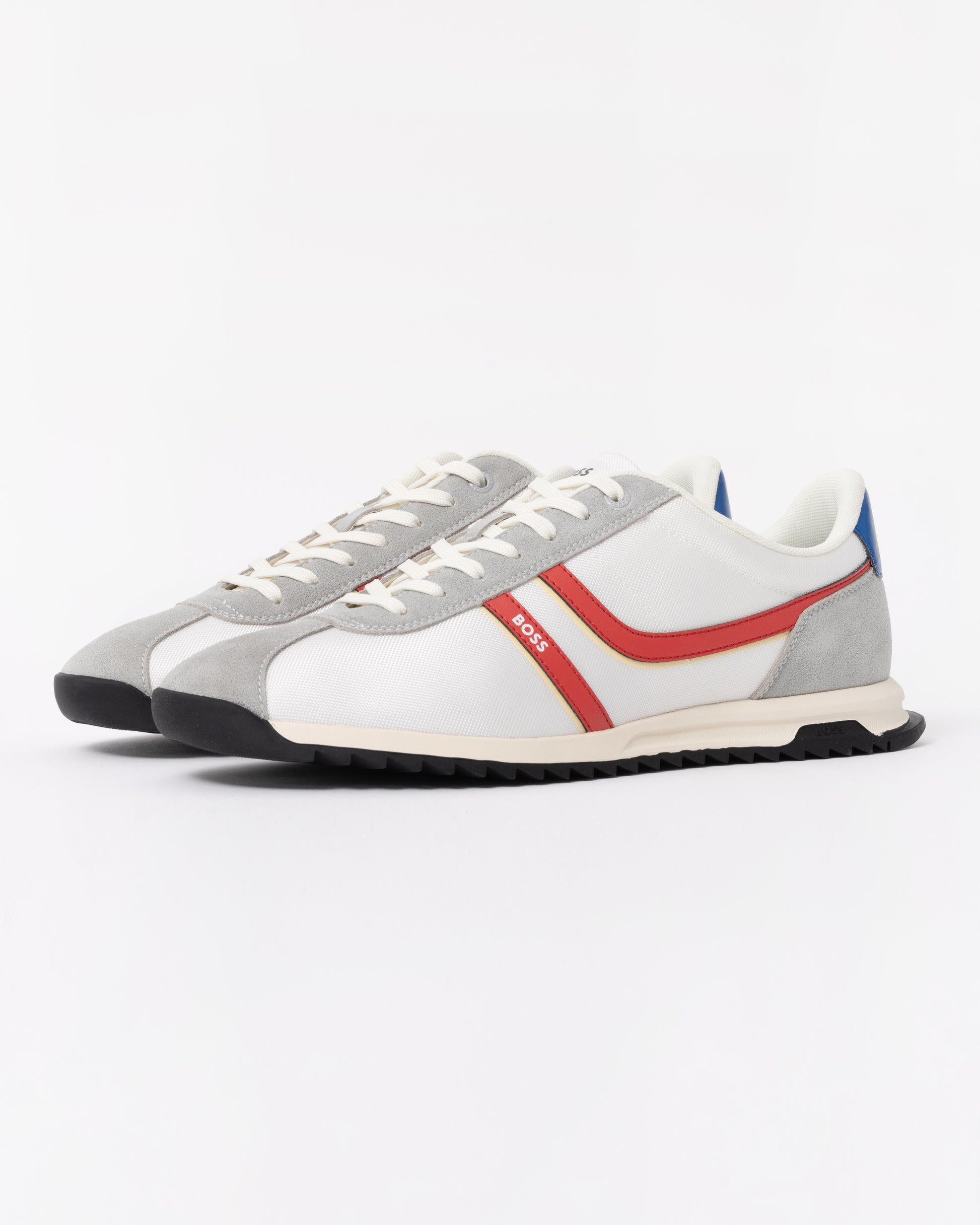 BOSS Orange Zayn Mens Low-Top Trainers with Faux-Leather Trims - Open White 126