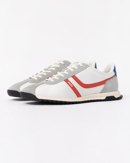 BOSS Orange Zayn Mens Low-Top Trainers with Faux-Leather Trims - Open White 126