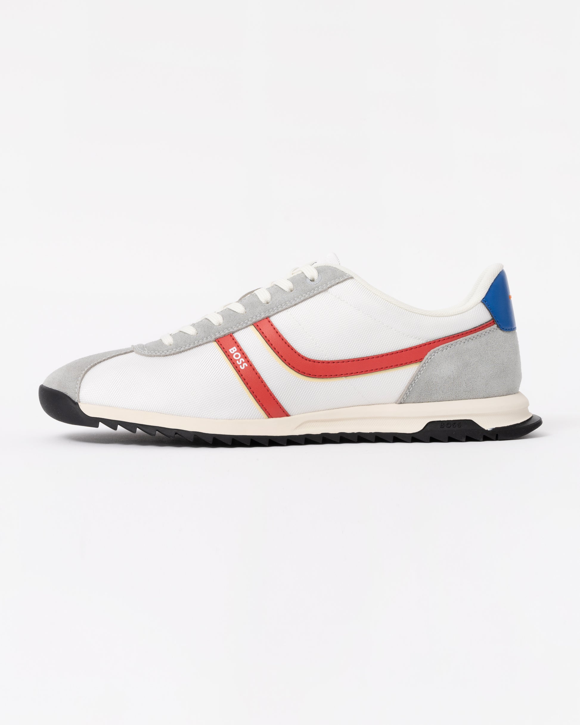 BOSS Orange Zayn Mens Low-Top Trainers with Faux-Leather Trims - Open White 126