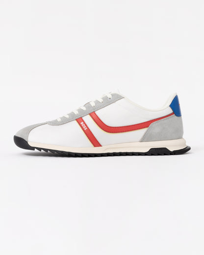 BOSS Orange Zayn Mens Low-Top Trainers with Faux-Leather Trims - Open White 126
