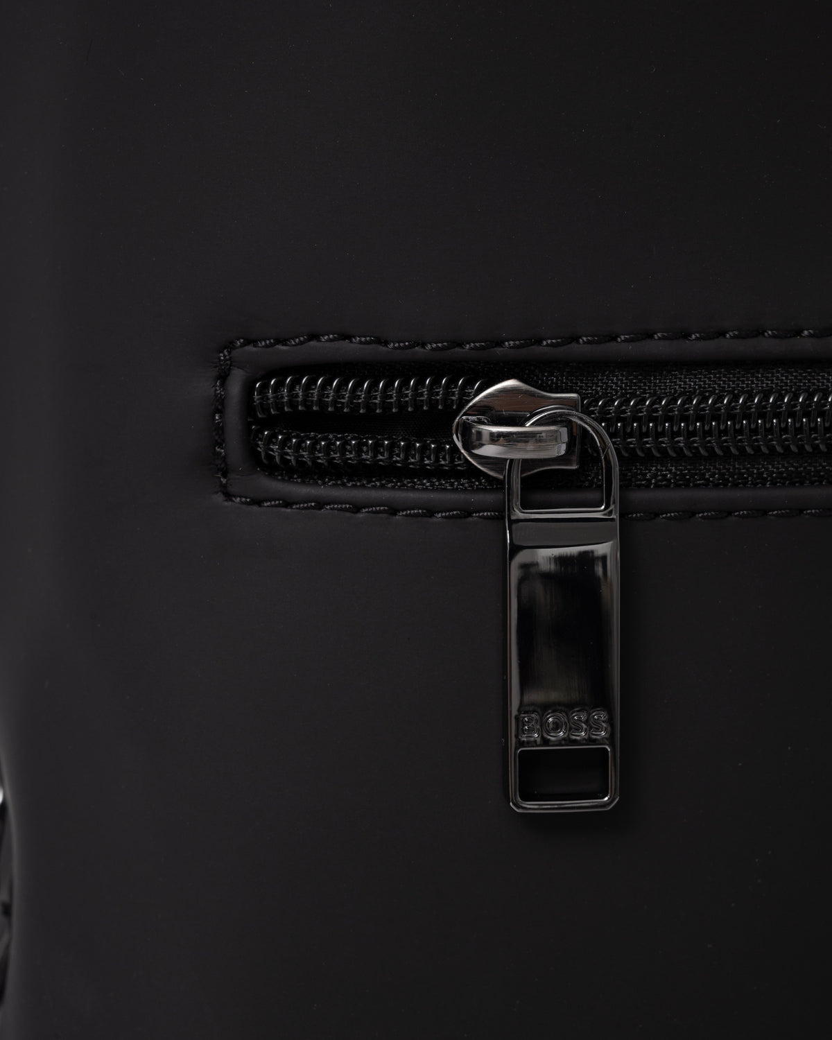 Zipper detail on the BOSS Orange Zeph Mens Backpack - Black 001