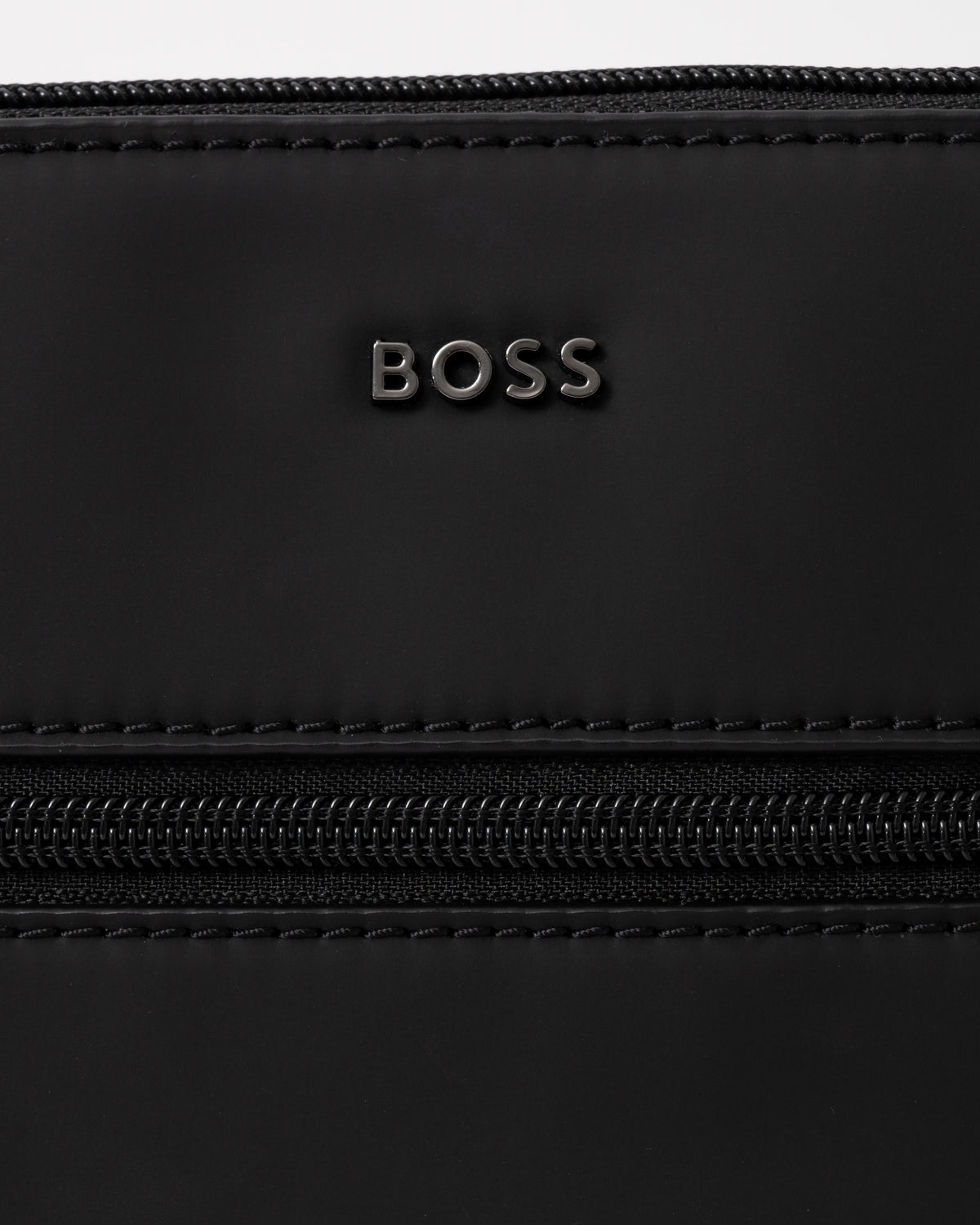 Logo detail on the BOSS Orange Zeph Mens Envelope Bag - Black 001