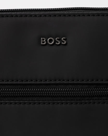 Logo detail on the BOSS Orange Zeph Mens Envelope Bag - Black 001