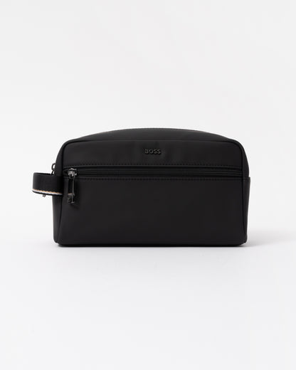 Front of the BOSS Orange Zeph Mens Washbag - Black 001