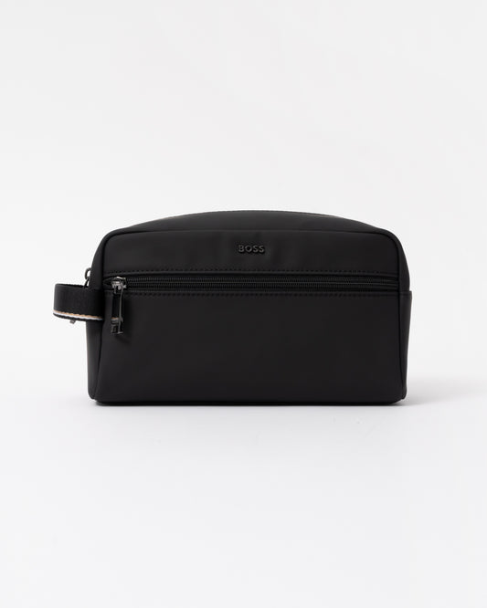 Front of the BOSS Orange Zeph Mens Washbag - Black 001