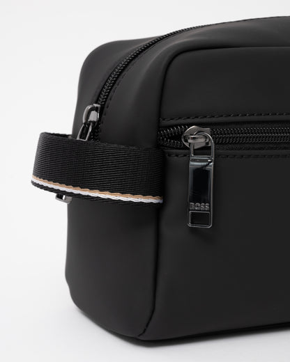 Close up on the BOSS Orange Zeph Mens Washbag - Black 001