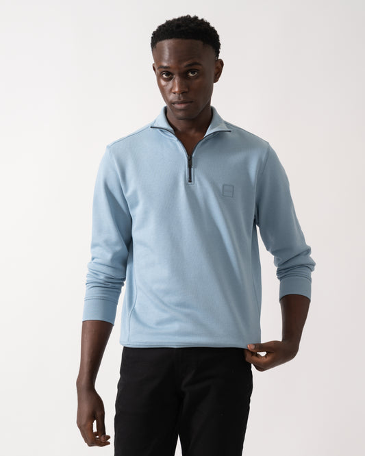 BOSS Orange Zetrust Mens 1/4 Zip Sweatshirt - Light/Pastel Blue 451