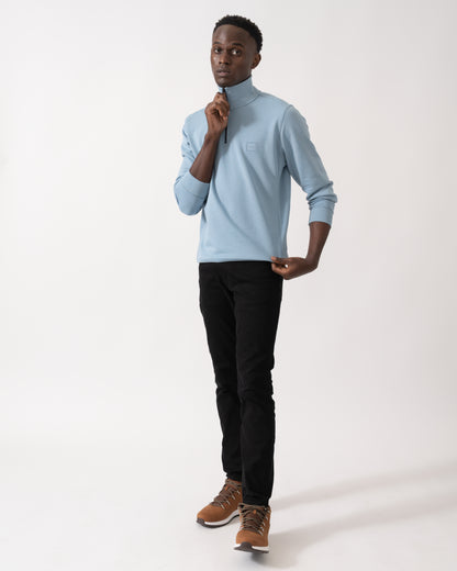 BOSS Orange Zetrust Mens 1/4 Zip Sweatshirt - Light/Pastel Blue 451