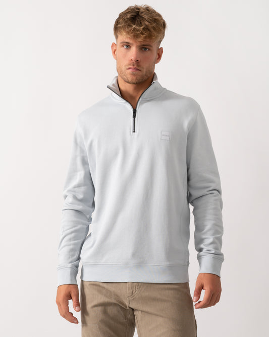 BOSS Orange Zetrust Mens 1/4 Zip Sweatshirt - Light/Pastel Grey 053