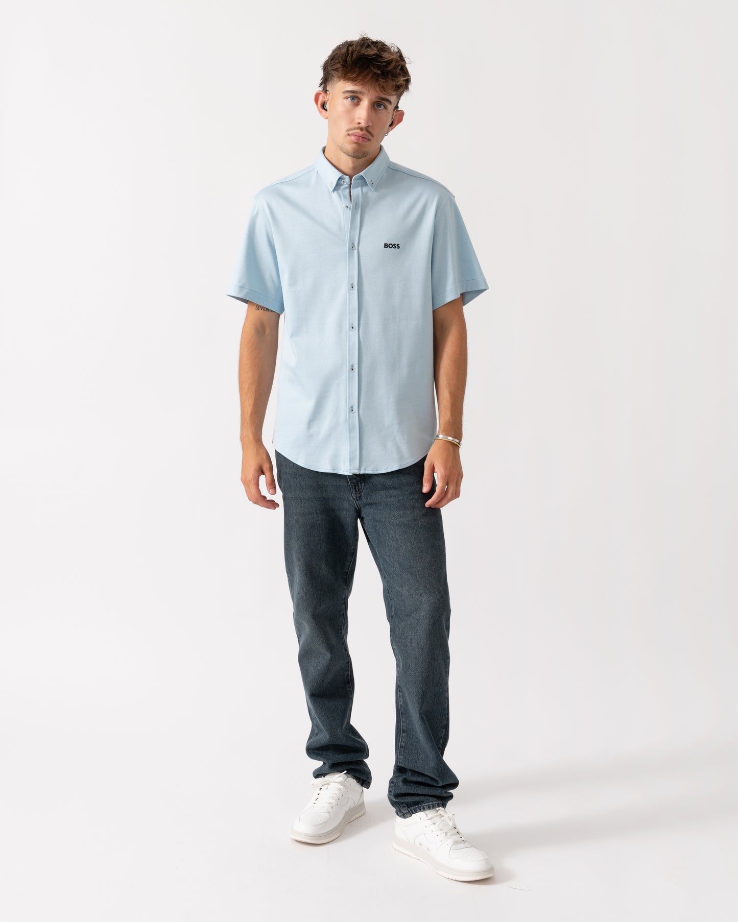 BOSS Green B_Motion Mens Short Sleeve Shirt 50544784 - Light/Pastel Blue 451