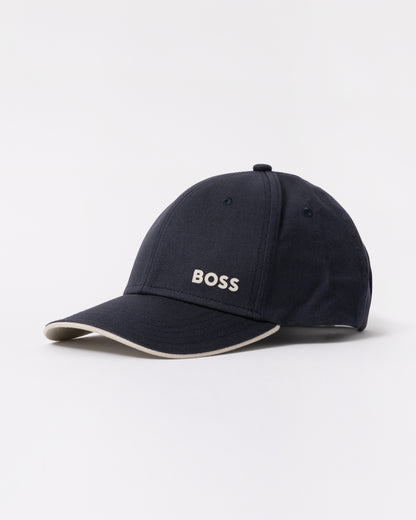 BOSS Green Mens Bold Logo Print Cap In Cotton Twill - Dark Blue 404 - side