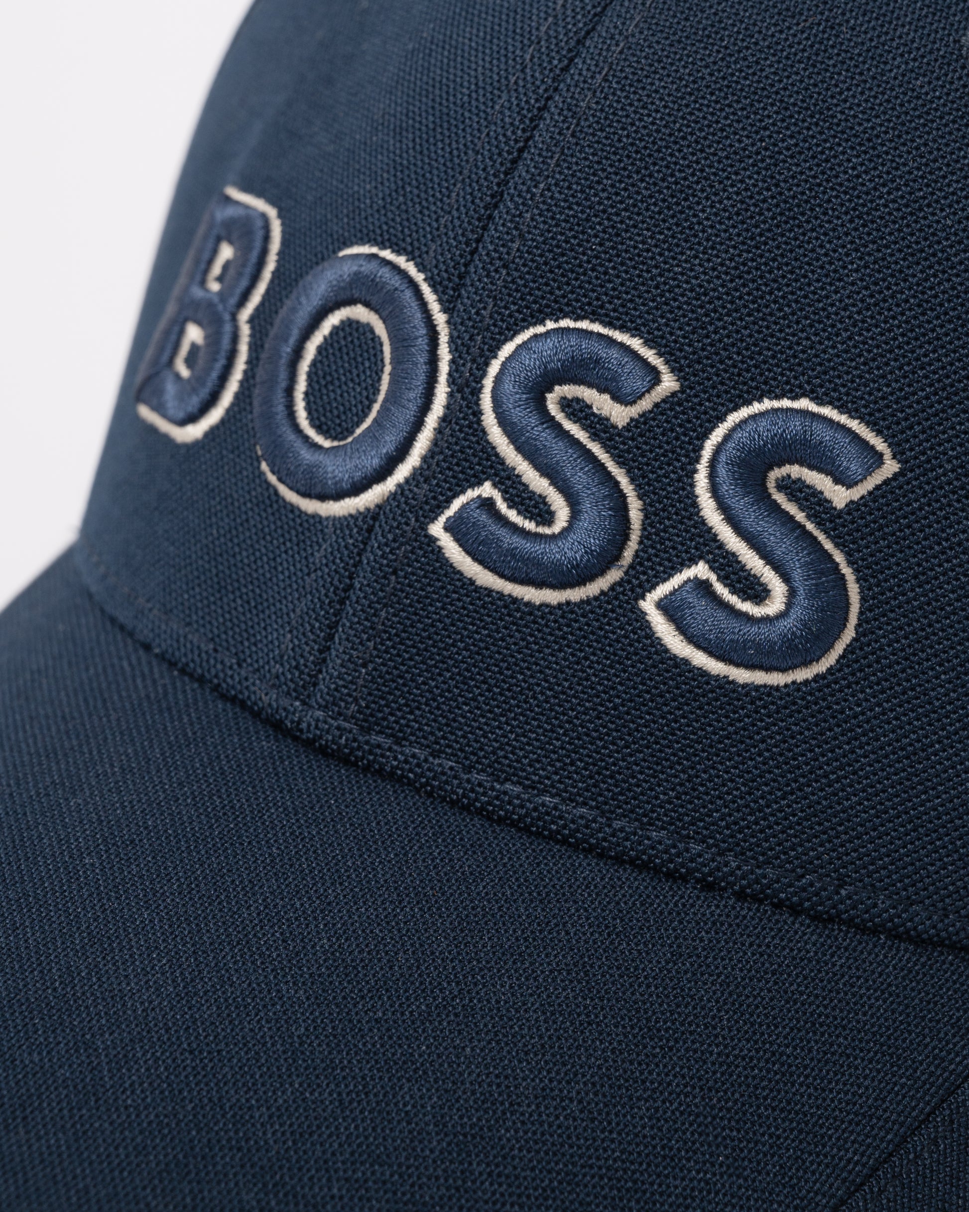 BOSS Green Knitted Piqué Six Panel Cap with Embroidered Logo - Dark Blue 406 logo detail