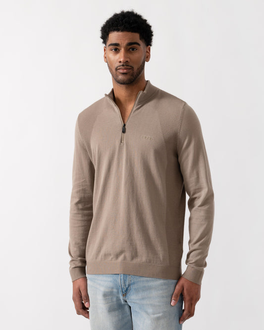 BOSS Green Momentum-Lite Mens 1/4 Zip Funnel Neck Jumper - Light/Pastel Green 334