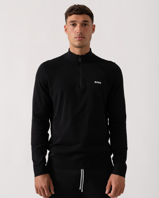 BOSS Green Momentum-Lite Mens 1/4 Zip Jumper - Black 001