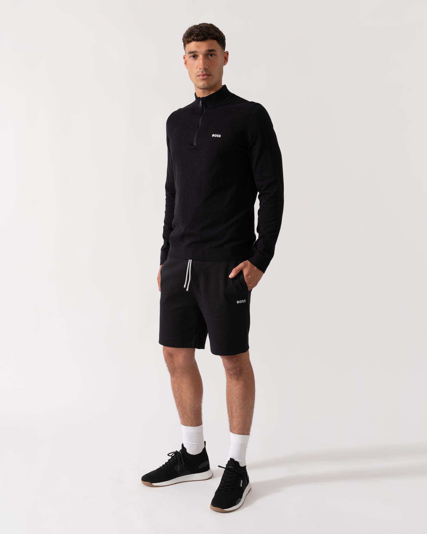 BOSS Green Momentum-Lite Mens 1/4 Zip Jumper - Black 001
