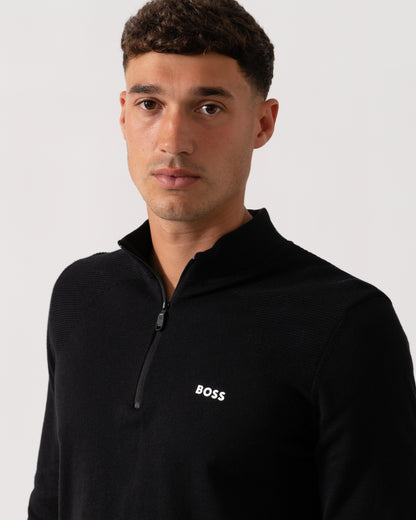 BOSS Green Momentum-Lite Mens 1/4 Zip Jumper - Black 001