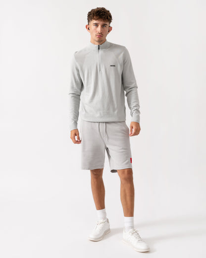 HUGO Diz222 Mens Cotton Terry Shorts with Logo Label - Light/Pastel Grey 050