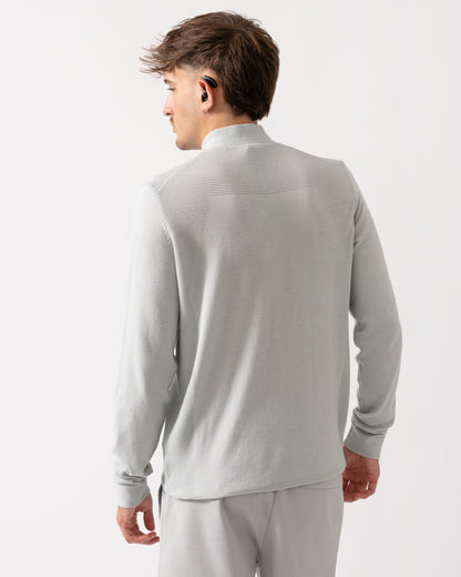 BOSS Green Momentum-Lite Mens 1/4 Zip Jumper - Light/Pastel Grey 054