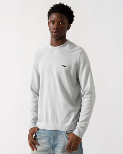 BOSS Green Momentum-Lite Mens Crew Neck Jumper - Light/Pastel Grey 054