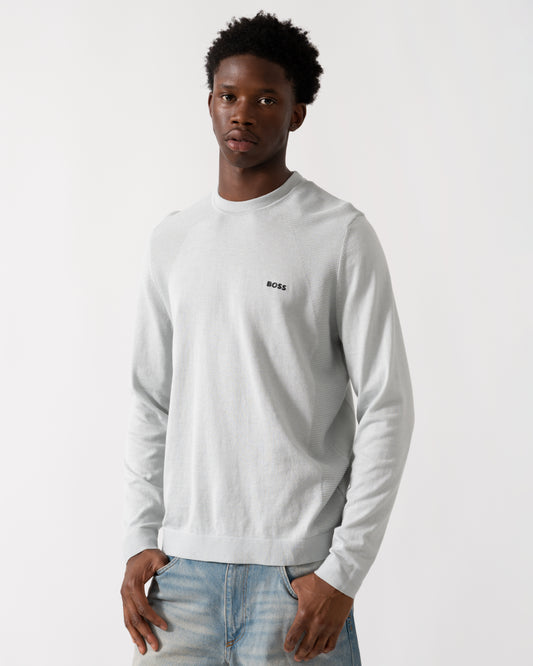 BOSS Green Momentum-Lite Mens Crew Neck Jumper - Light/Pastel Grey 054