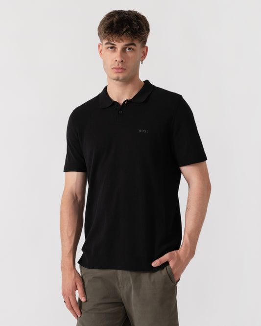 BOSS Green Momentum-Lite Mens Short Sleeve Polo Shirt - Black 001 front