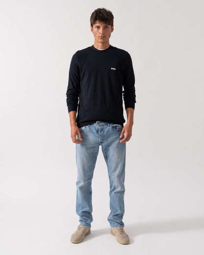 BOSS Green Momentum Lite Mens Crew Neck Jumper - Dark Blue 402