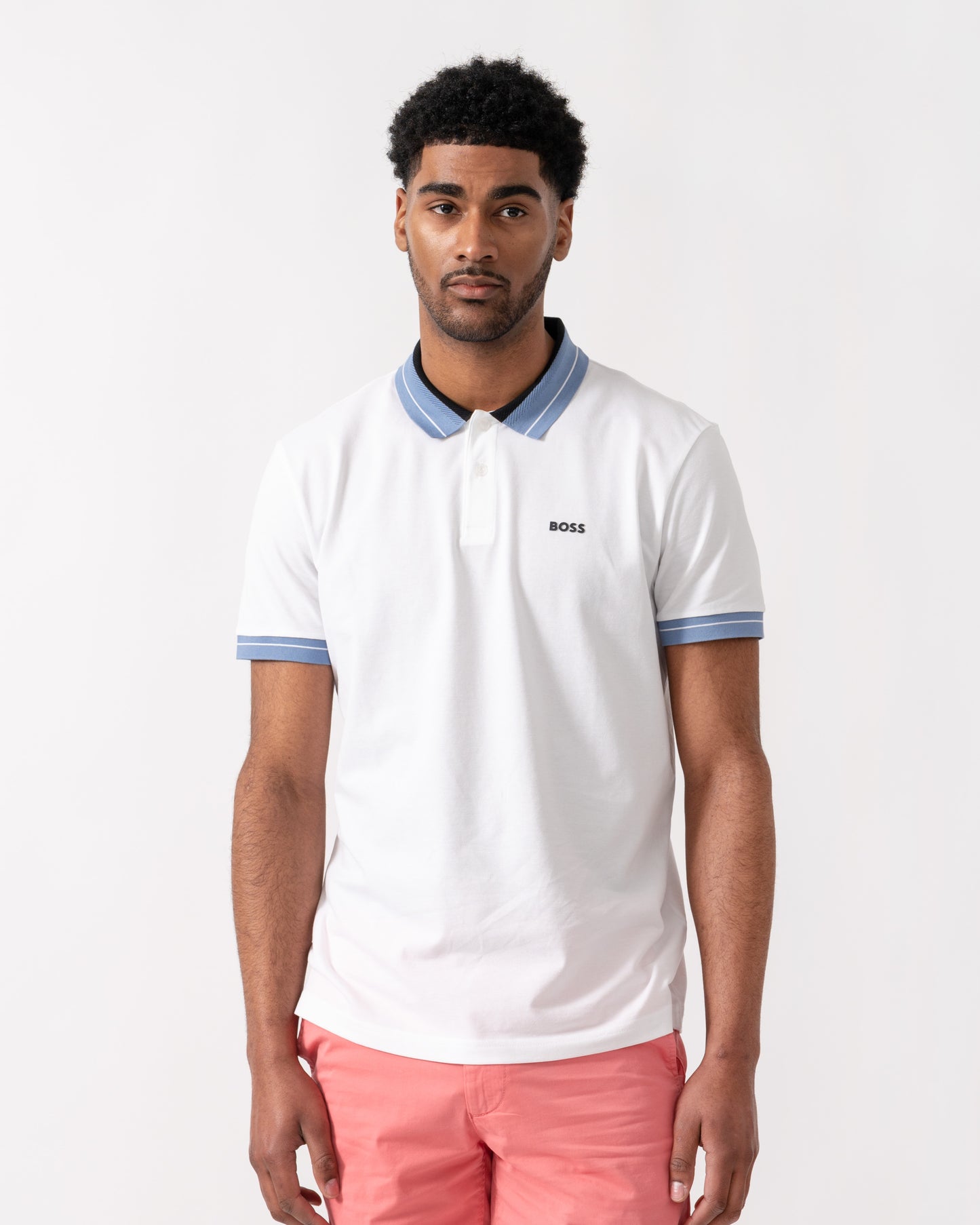 BOSS Green PL_Member Mens Short Sleeve Polo Shirt - White 100