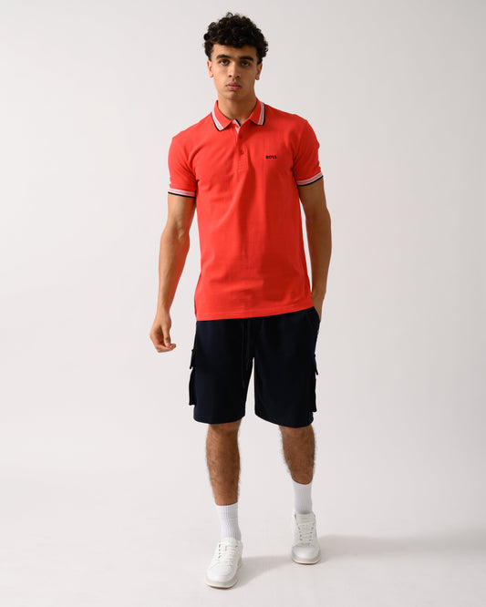 BOSS Green Paddy Contrast Mens Polo - Open Red 641