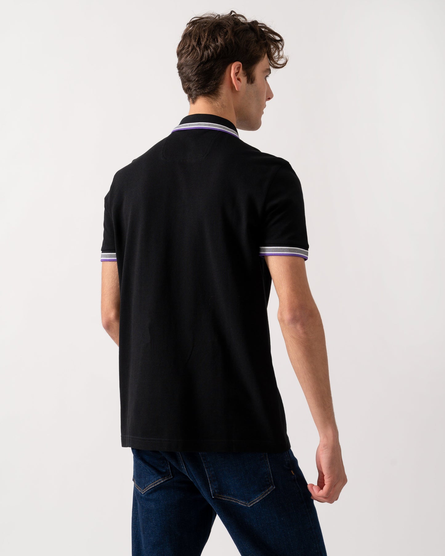 BOSS Green Paddy Mens Cotton-Piqué Polo Shirt with Contrast Logo - Black 008