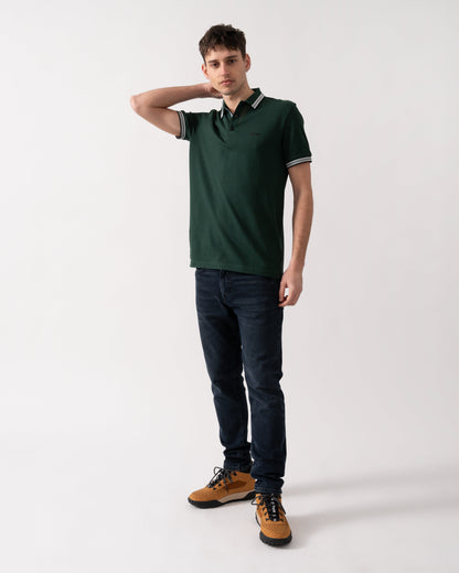 BOSS Green Paddy Mens Cotton-Piqué Polo Shirt with Contrast Logo - Open Green 349