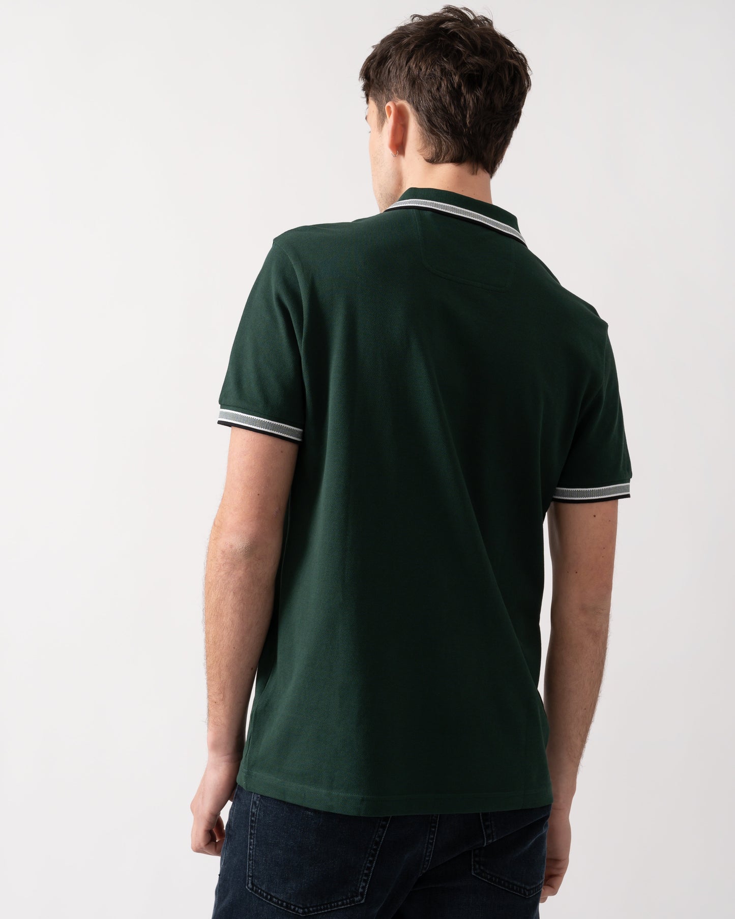 BOSS Green Paddy Mens Cotton-Piqué Polo Shirt with Contrast Logo - Open Green 349