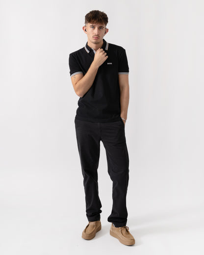 BOSS Green Paddy Mens Cotton-Piqué Polo Shirt with Contrast Logo - Grey 020