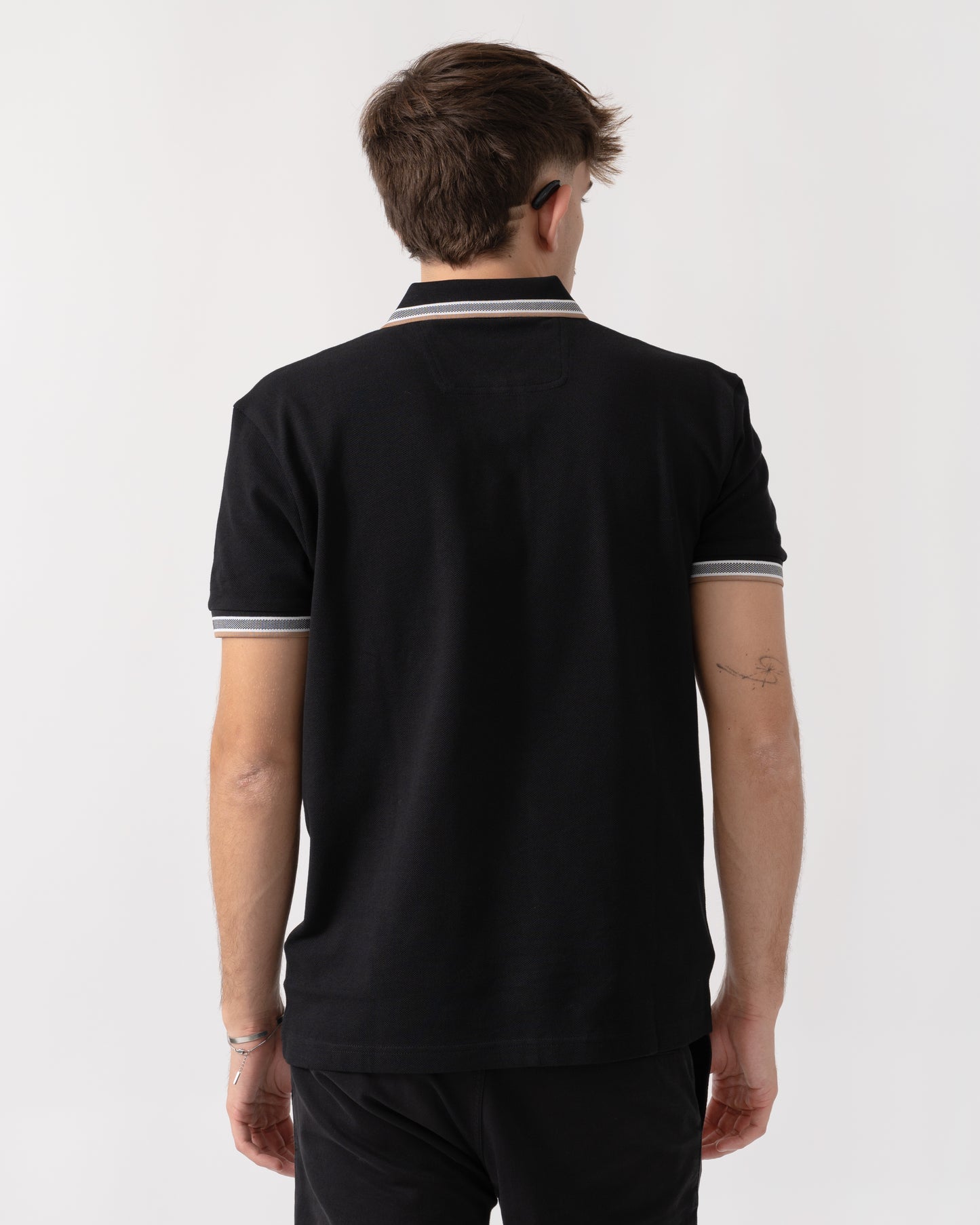 BOSS Green Paddy Mens Cotton-Piqué Polo Shirt with Contrast Logo - Grey 020