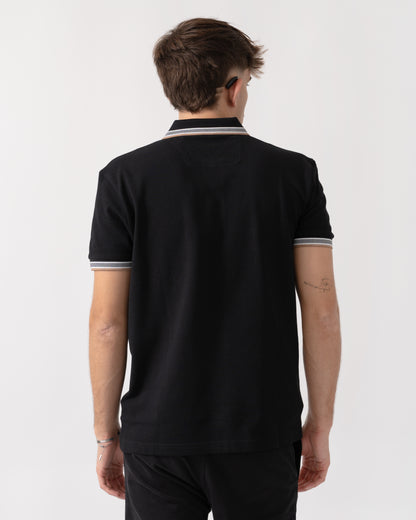 BOSS Green Paddy Mens Cotton-Piqué Polo Shirt with Contrast Logo - Grey 020