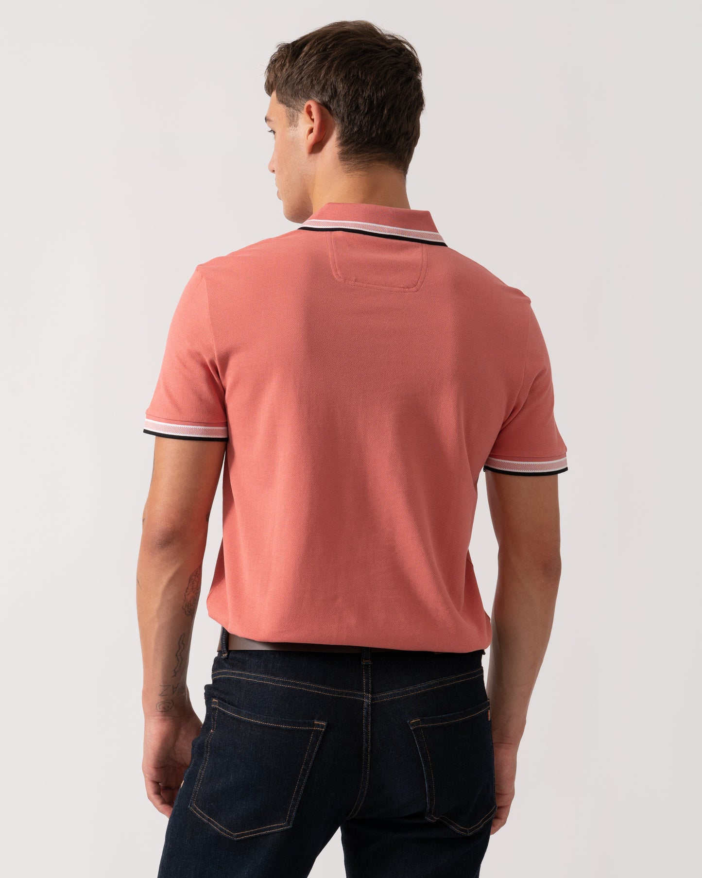 BOSS Green Paddy Mens Cotton-Piqué Polo Shirt with Contrast Logo - Medium Pink 667