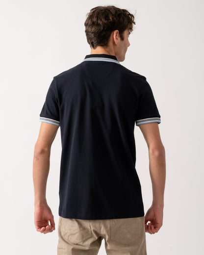 BOSS Green Paddy Mens Cotton-Piqué Polo Shirt with Contrast Logo - Dark Blue 409