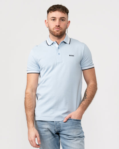 BOSS Green Paddy Contrast Mens Polo NOS - Bright Blue 450