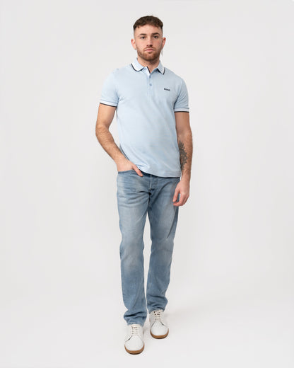BOSS Green Paddy Contrast Mens Polo NOS - Bright Blue 450