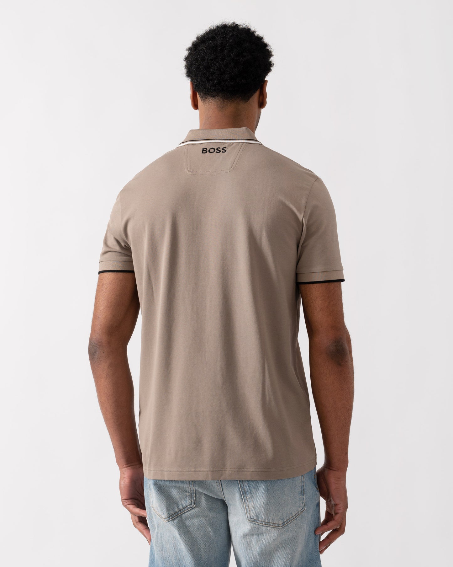 BOSS Green Paddy Pro Mens Cotton Blend Polo Shirt With Contrast Logos - Light/Pastel Green 335