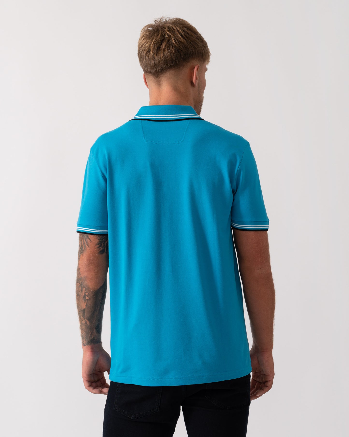 BOSS Green Paul Mens Short Sleeve Polo Shirt With Contrast Tipping - Turquoise/Aqua 443